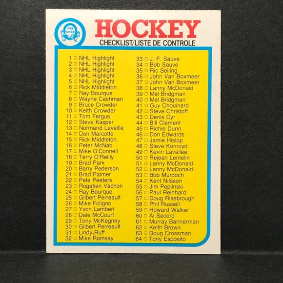 1982-83 OPC HOCKEY #121, CHECKLIST - Picture 1 of 2
